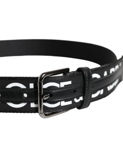 Ceinture classique en cuir noir Dolce &amp; Gabbana avec boucle en métal et logo