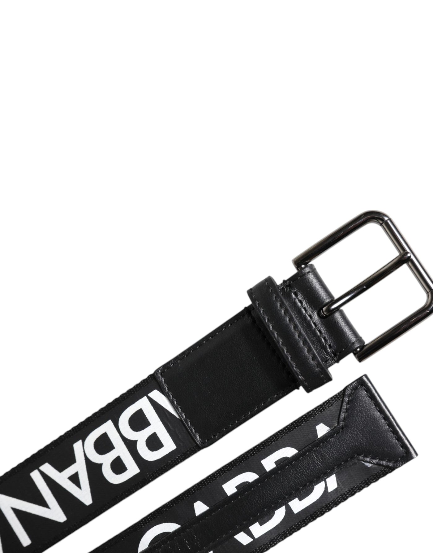 Ceinture classique en cuir noir Dolce &amp; Gabbana avec boucle en métal et logo