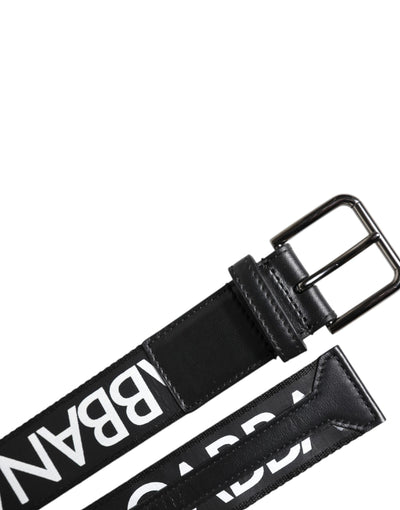 Ceinture classique en cuir noir Dolce &amp; Gabbana avec boucle en métal et logo