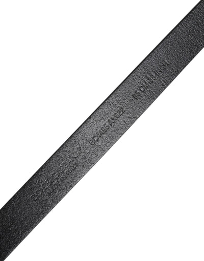 Ceinture classique en cuir de veau noir Dolce &amp; Gabbana avec boucle en métal et logo