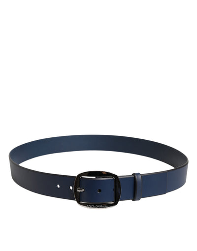 Ceinture classique à boucle métallique en cuir de veau bleu Dolce &amp; Gabbana