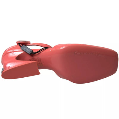Dolce &amp; Gabbana Peach leren enkelband hakken sandalen schoenen