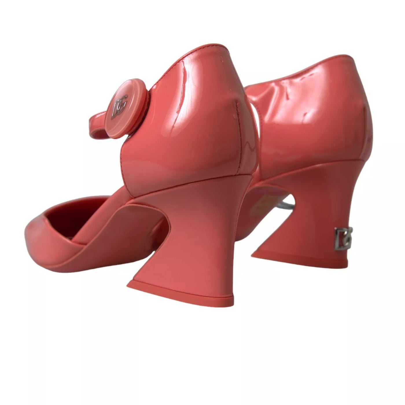 Dolce &amp; Gabbana Peach leren enkelband hakken sandalen schoenen