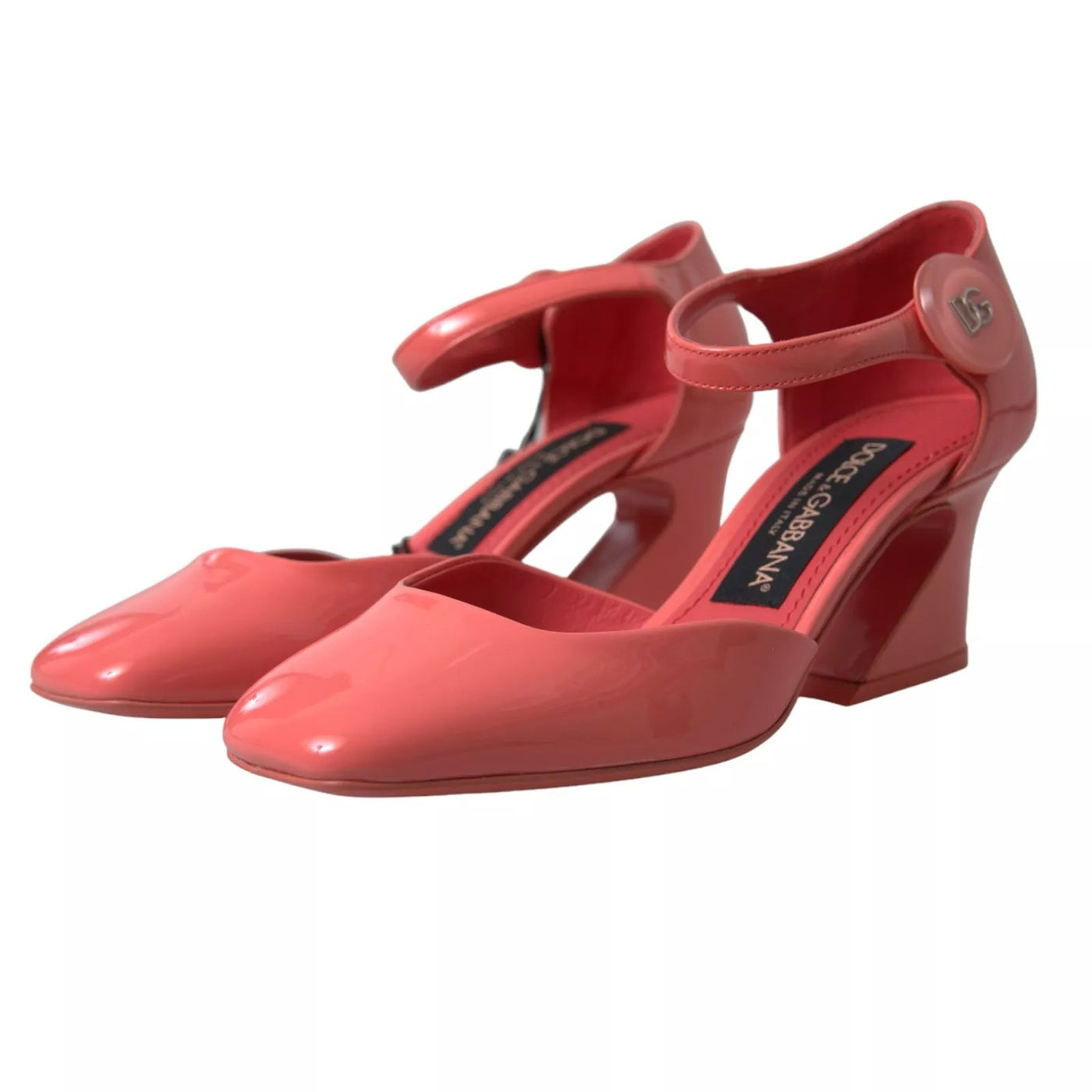 Dolce &amp; Gabbana Peach leren enkelband hakken sandalen schoenen