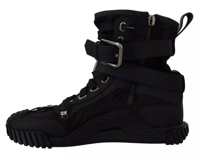 Dolce &amp; Gabbana Zwarte Nylon High Top Sorrento Sneakers Schoenen