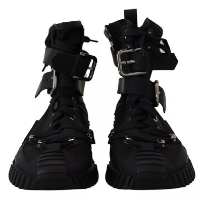 Dolce &amp; Gabbana Zwarte Nylon High Top Sorrento Sneakers Schoenen