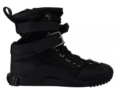 Dolce &amp; Gabbana Zwarte Nylon High Top Sorrento Sneakers Schoenen
