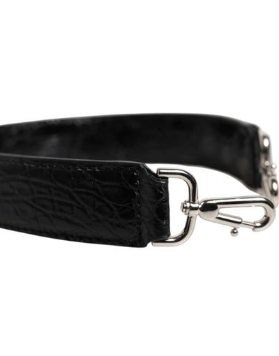 Sac à bandoulière en cuir d'alligator noir Dolce &amp; Gabbana
