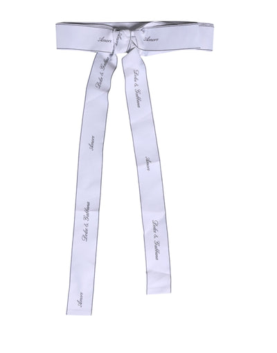 Dolce &amp; Gabbana Witte Tailleband Brede Strik Logo Riem