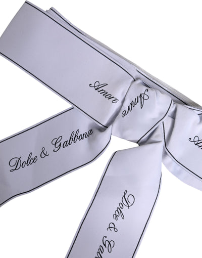Dolce &amp; Gabbana Witte Tailleband Brede Strik Logo Riem