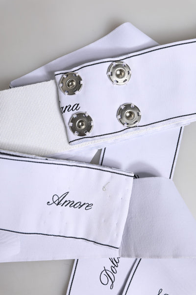 Dolce &amp; Gabbana Witte Tailleband Brede Strik Logo Riem