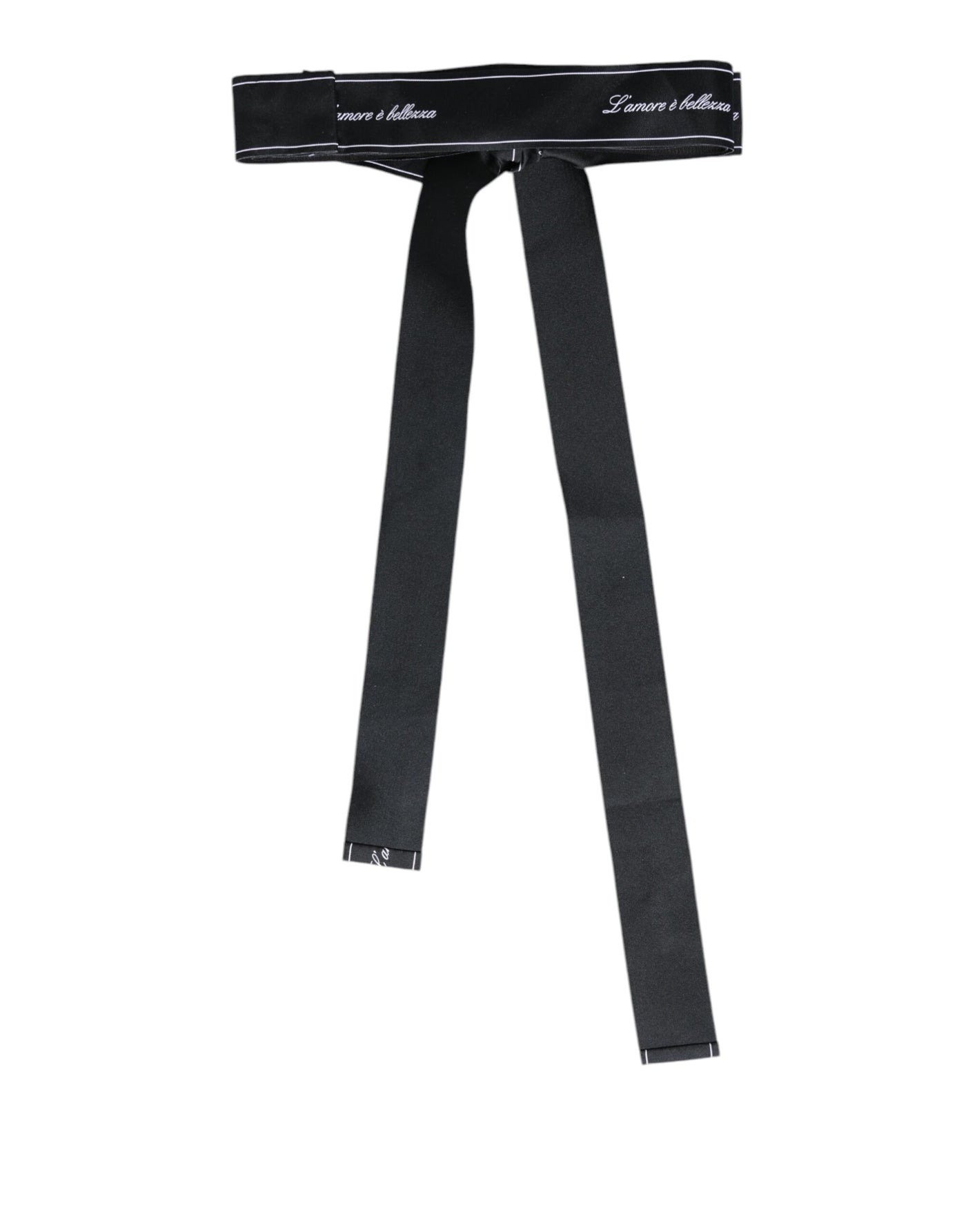 Dolce &amp; Gabbana Zwarte Tailleband Brede Strik Logo Riem