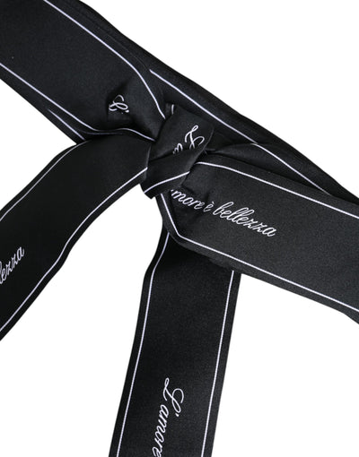 Dolce &amp; Gabbana Zwarte Tailleband Brede Strik Logo Riem