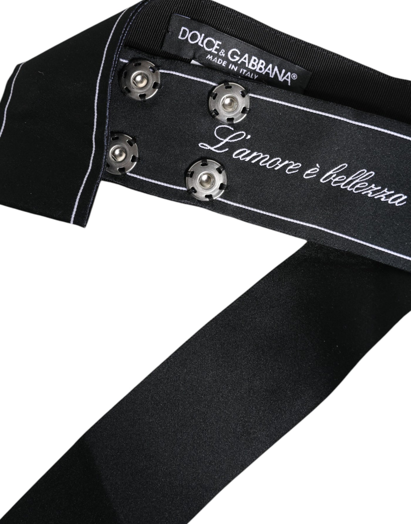 Dolce &amp; Gabbana Zwarte Tailleband Brede Strik Logo Riem