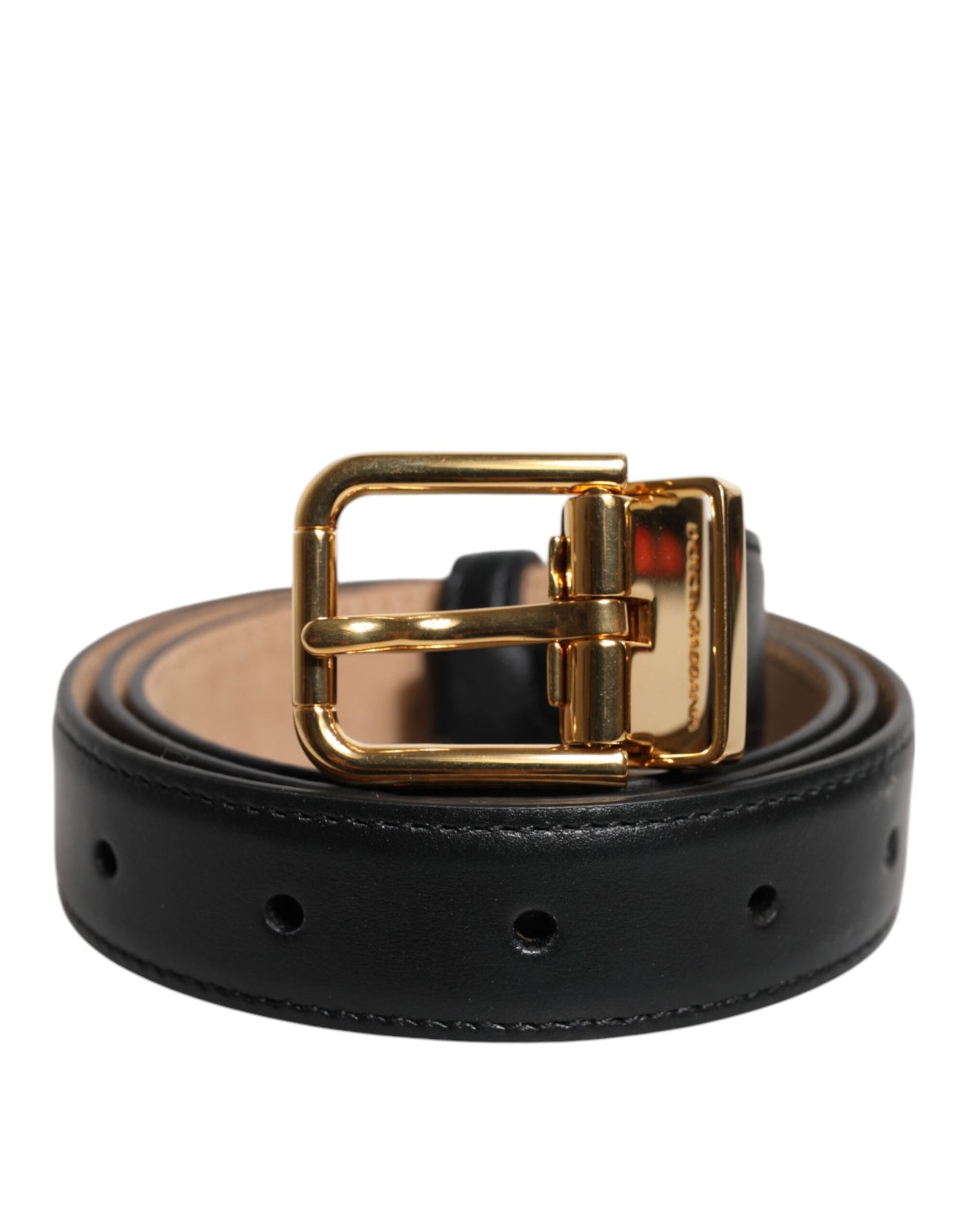Dolce &amp; Gabbana zwarte leren riem met metalen logo en gesp