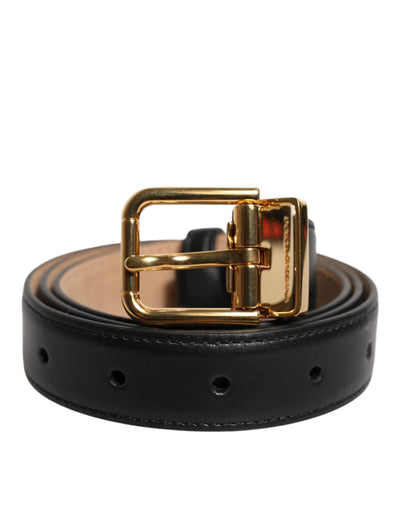 Dolce &amp; Gabbana zwarte leren riem met metalen logo en gesp