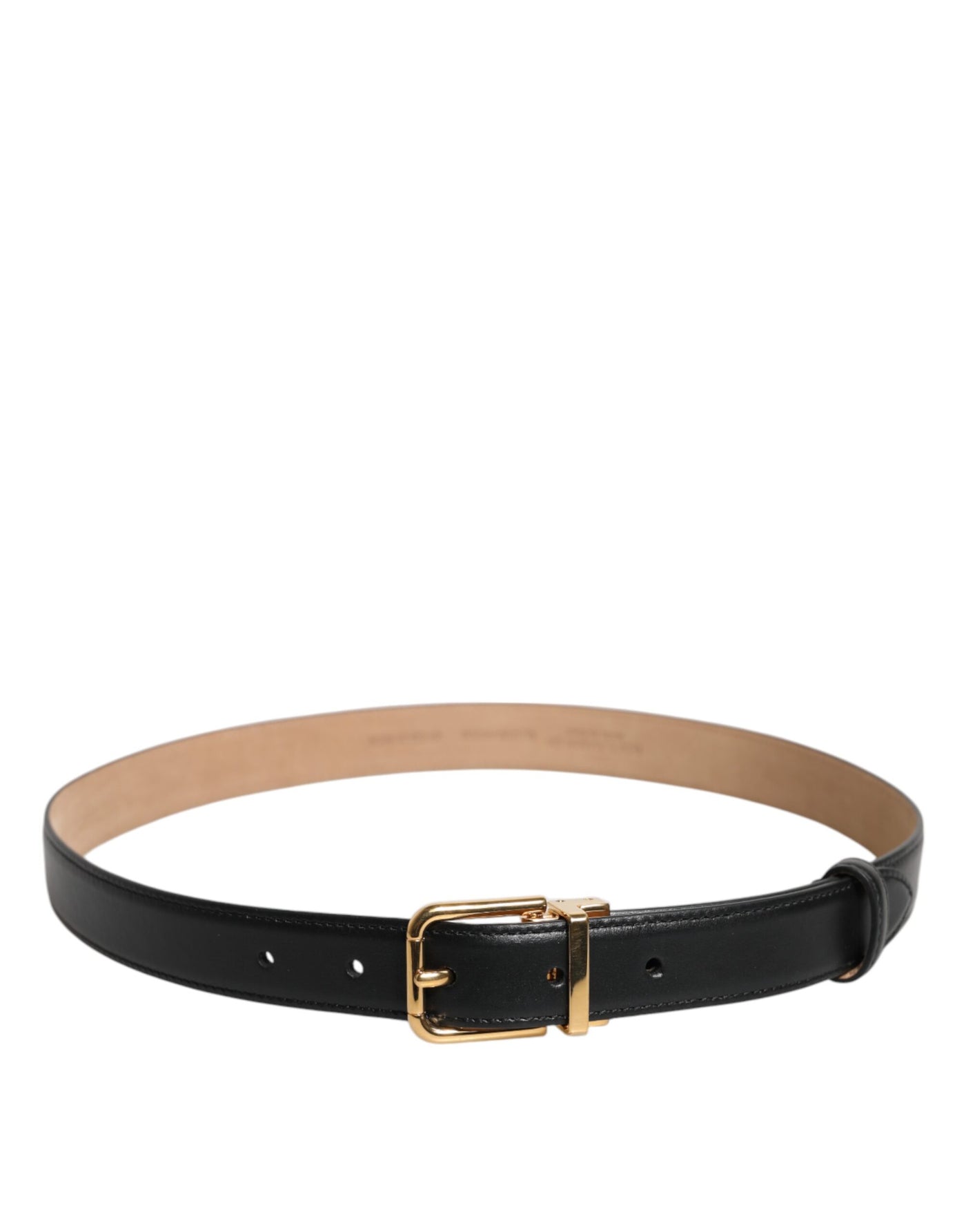 Dolce &amp; Gabbana zwarte leren riem met metalen logo en gesp