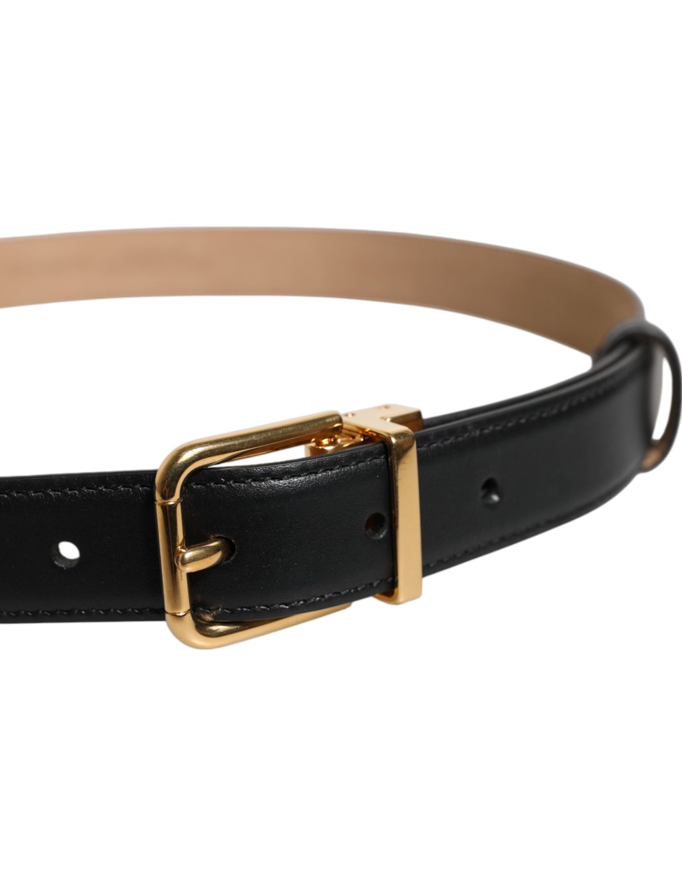 Dolce &amp; Gabbana zwarte leren riem met metalen logo en gesp