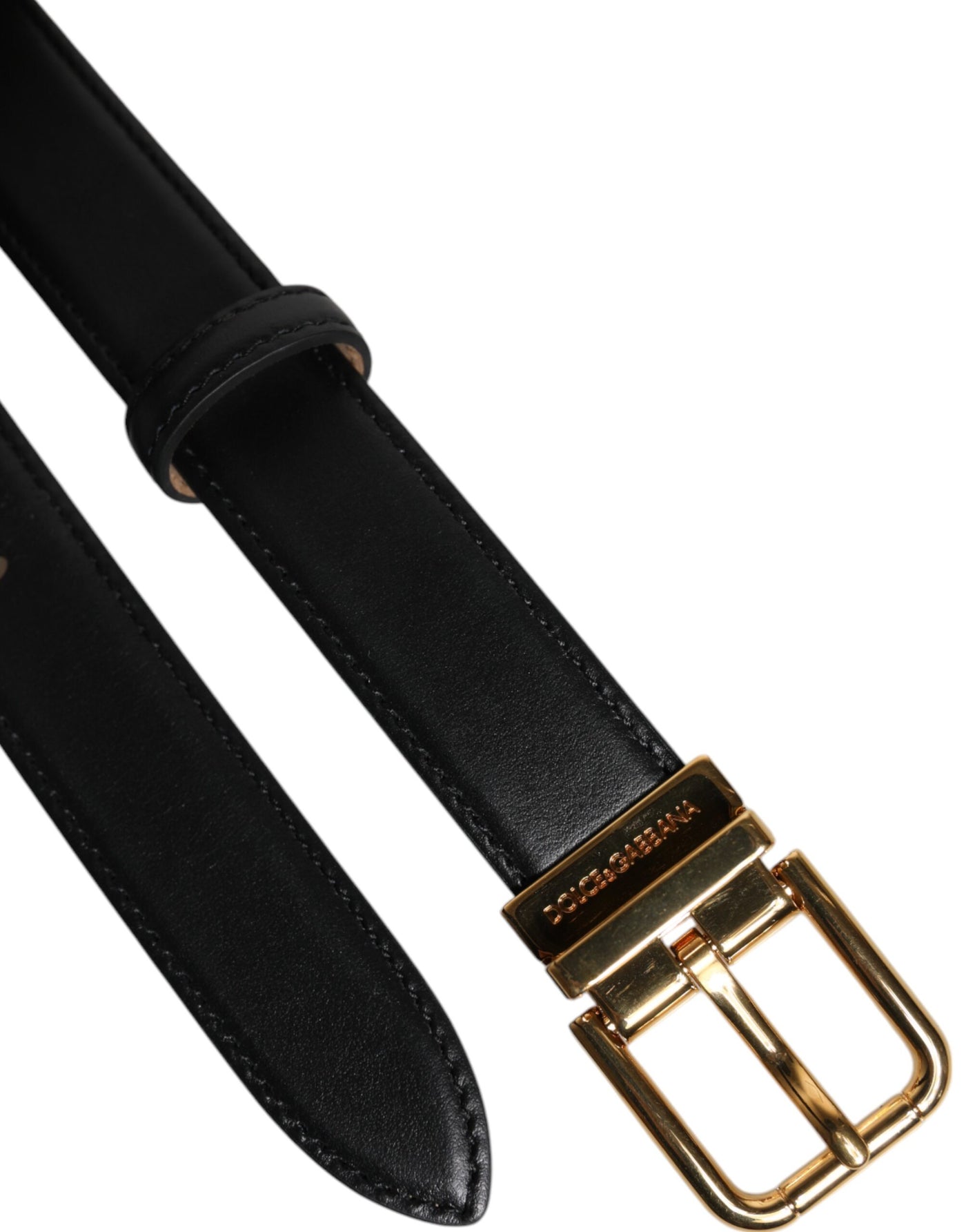 Dolce &amp; Gabbana zwarte leren riem met metalen logo en gesp