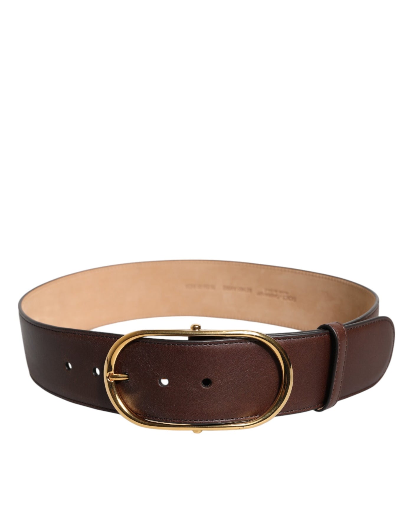Dolce &amp; Gabbana Bruine Leren Tailleriem met Gouden Metalen Gesp