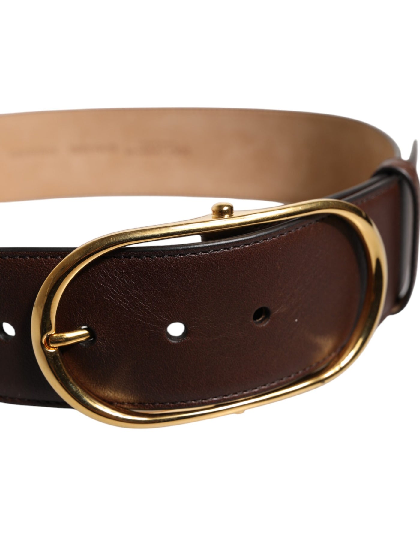 Dolce &amp; Gabbana Bruine Leren Tailleriem met Gouden Metalen Gesp