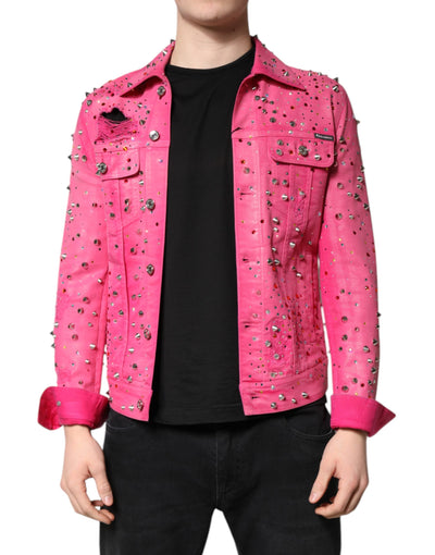 Dolce &amp; Gabbana roze katoenen denimjasje met kristallen