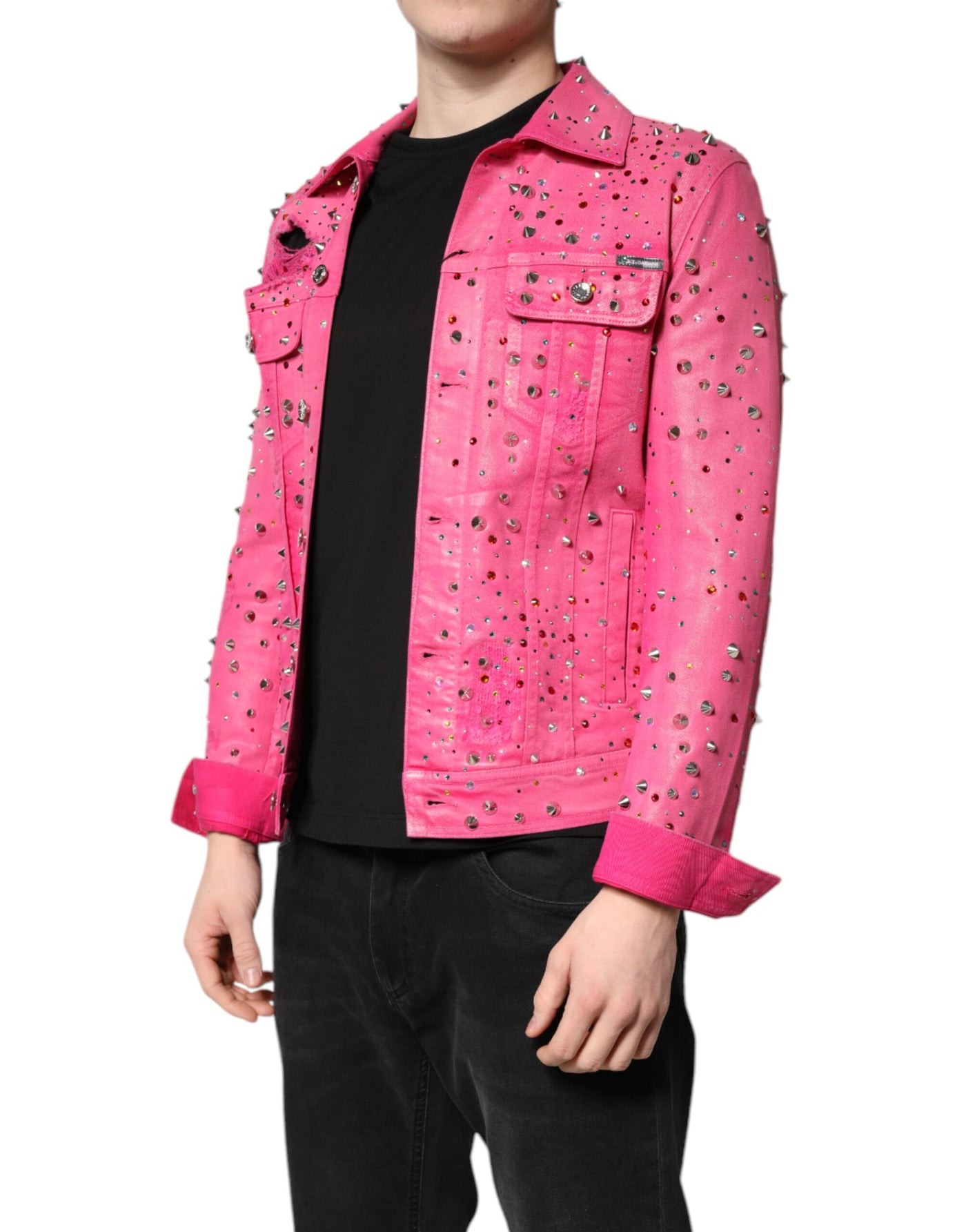Dolce &amp; Gabbana roze katoenen denimjasje met kristallen