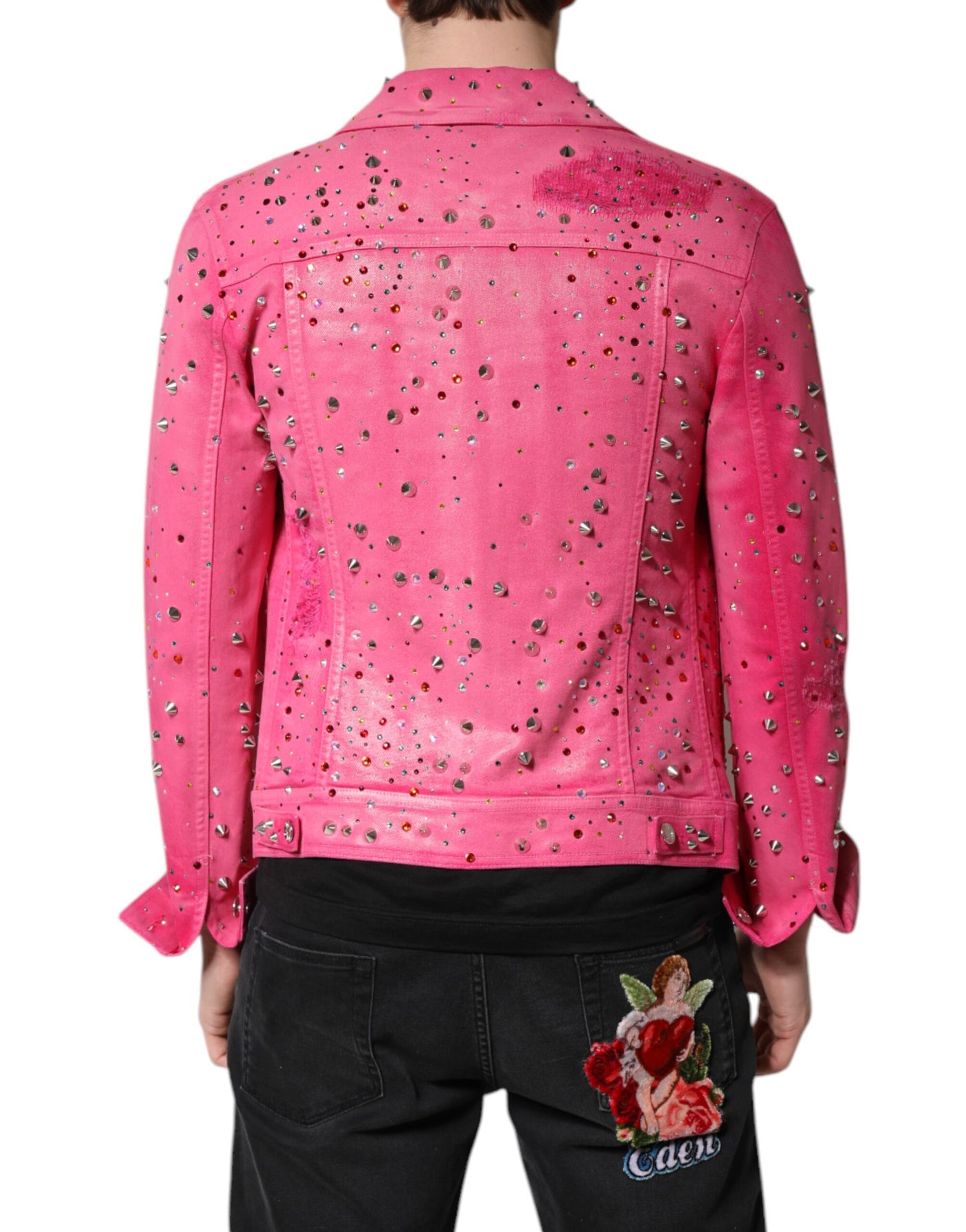 Dolce &amp; Gabbana roze katoenen denimjasje met kristallen