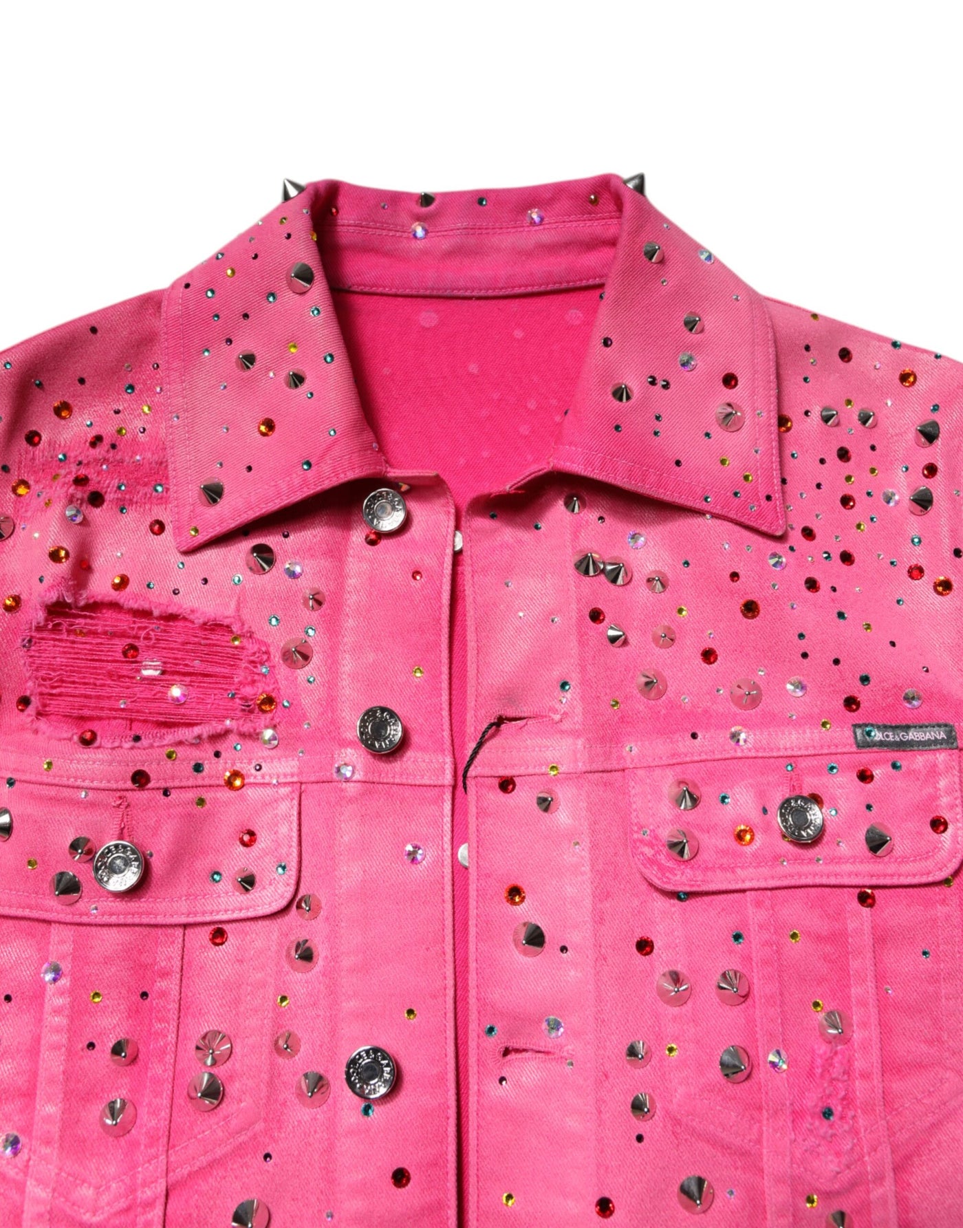 Dolce &amp; Gabbana roze katoenen denimjasje met kristallen