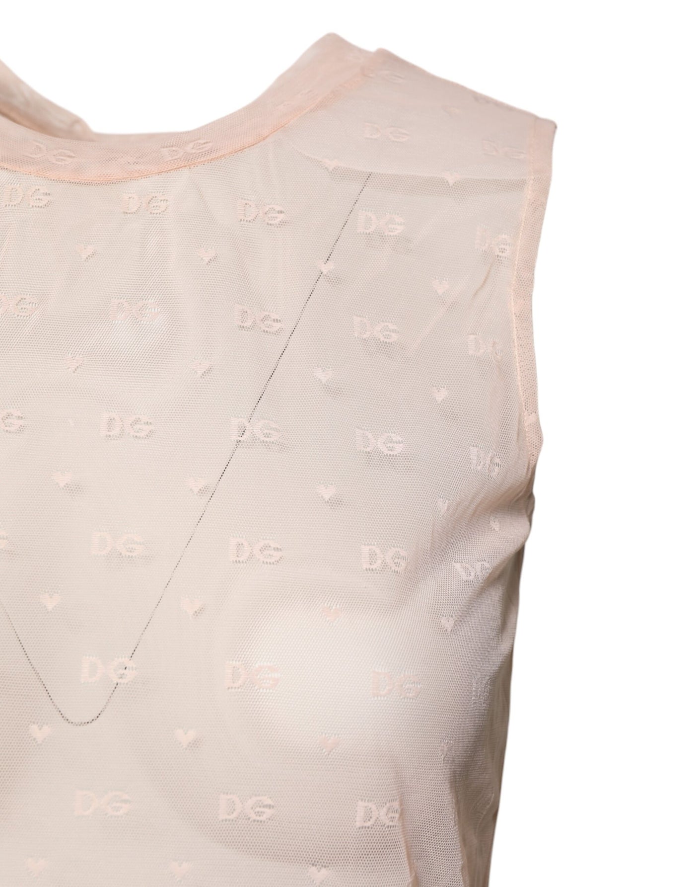 Dolce &amp; Gabbana beige nylon logo monogram mouwloos tanktopje