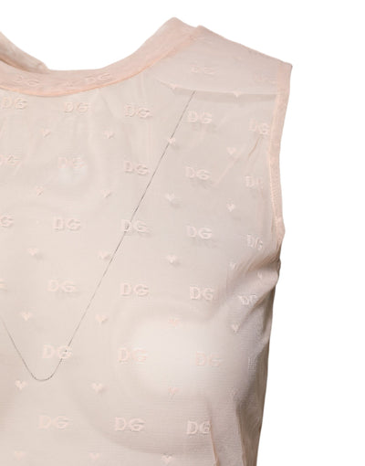 Dolce &amp; Gabbana beige nylon logo monogram mouwloos tanktopje
