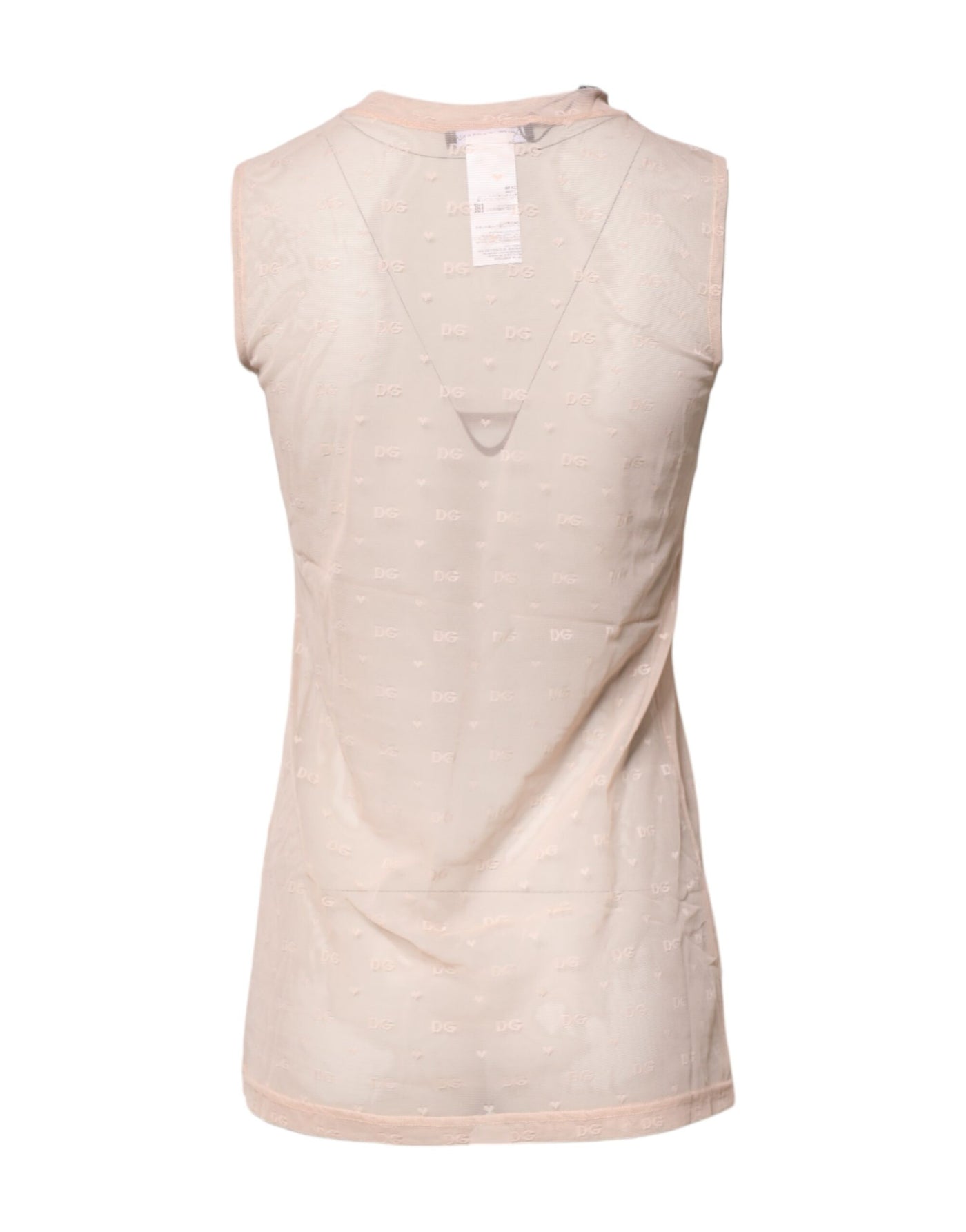 Dolce &amp; Gabbana beige nylon logo monogram mouwloos tanktopje