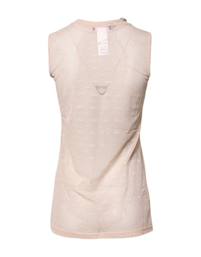 Dolce &amp; Gabbana beige nylon logo monogram mouwloos tanktopje