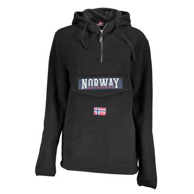 Noorwegen 1963 Elegante zwarte hoodie met halve rits en capuchon