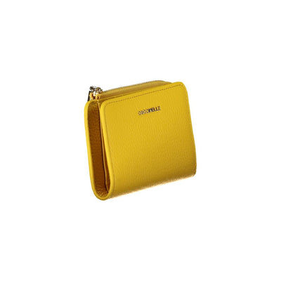 Portefeuille femme en cuir jaune Coccinelle