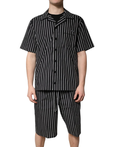 Dolce &amp; Gabbana Zwart Wit Gestreepte Katoenen Heren Pyjamaset Nachtkleding