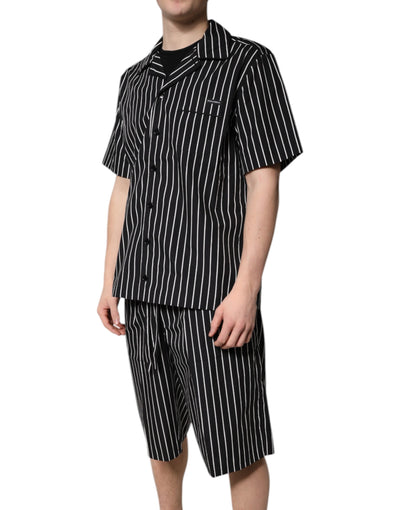 Dolce &amp; Gabbana Zwart Wit Gestreepte Katoenen Heren Pyjamaset Nachtkleding