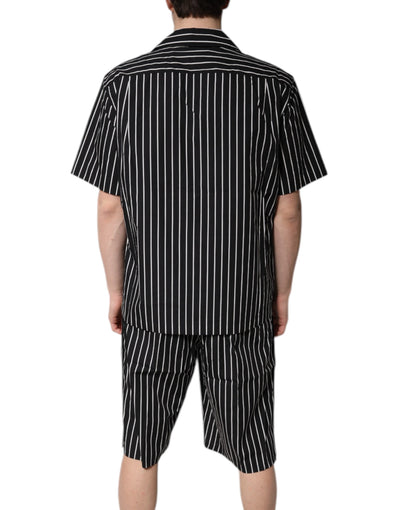 Dolce &amp; Gabbana Zwart Wit Gestreepte Katoenen Heren Pyjamaset Nachtkleding