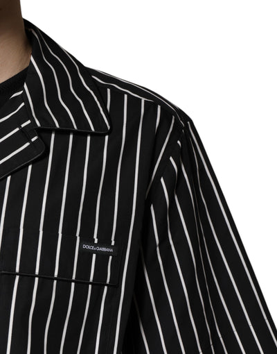 Dolce &amp; Gabbana Zwart Wit Gestreepte Katoenen Heren Pyjamaset Nachtkleding