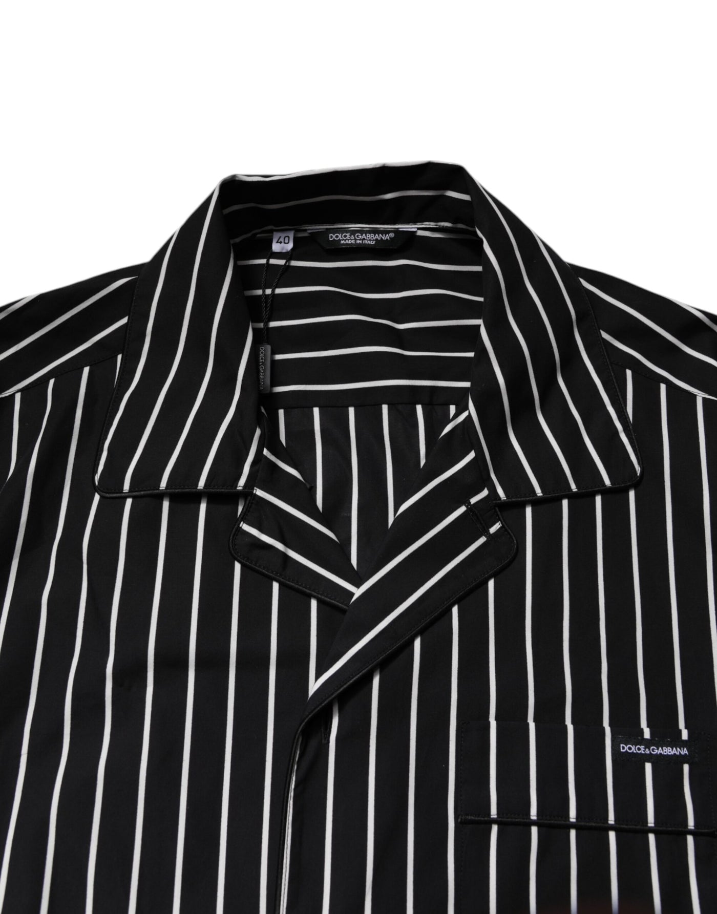 Dolce &amp; Gabbana Zwart Wit Gestreepte Katoenen Heren Pyjamaset Nachtkleding