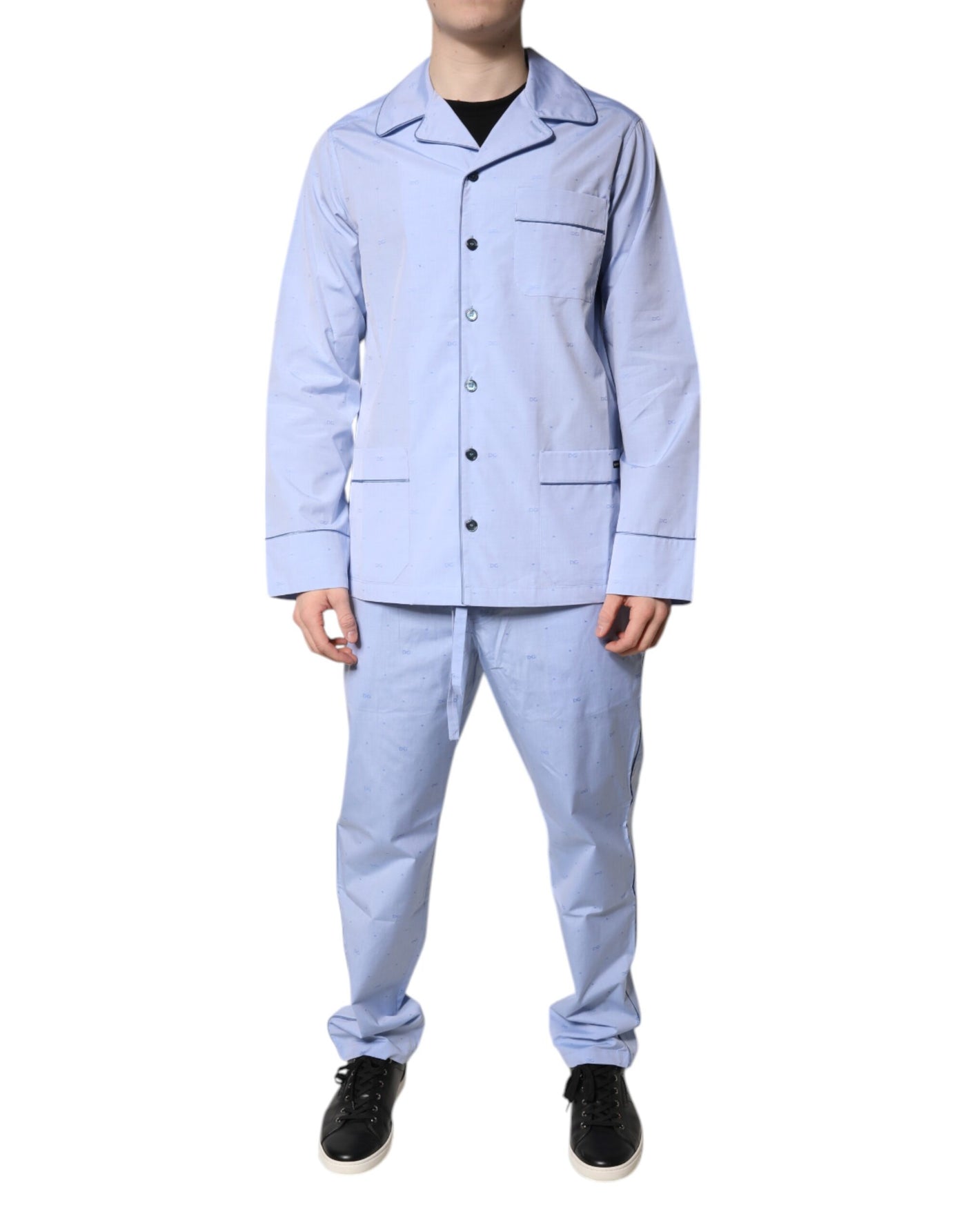 Ensemble pyjama en coton bleu clair avec logo DG pour homme Dolce &amp; Gabbana