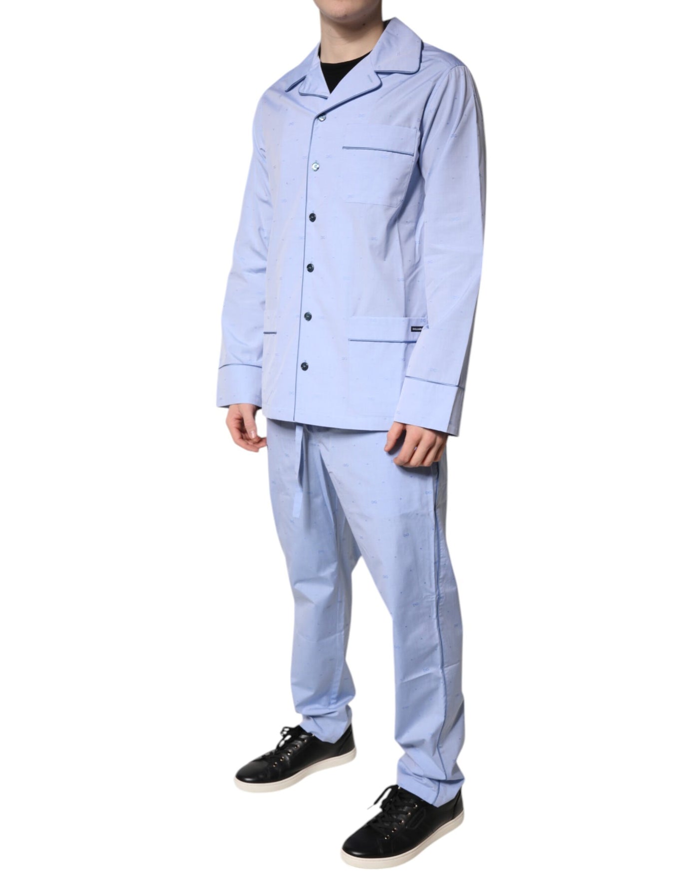 Ensemble pyjama en coton bleu clair avec logo DG pour homme Dolce &amp; Gabbana