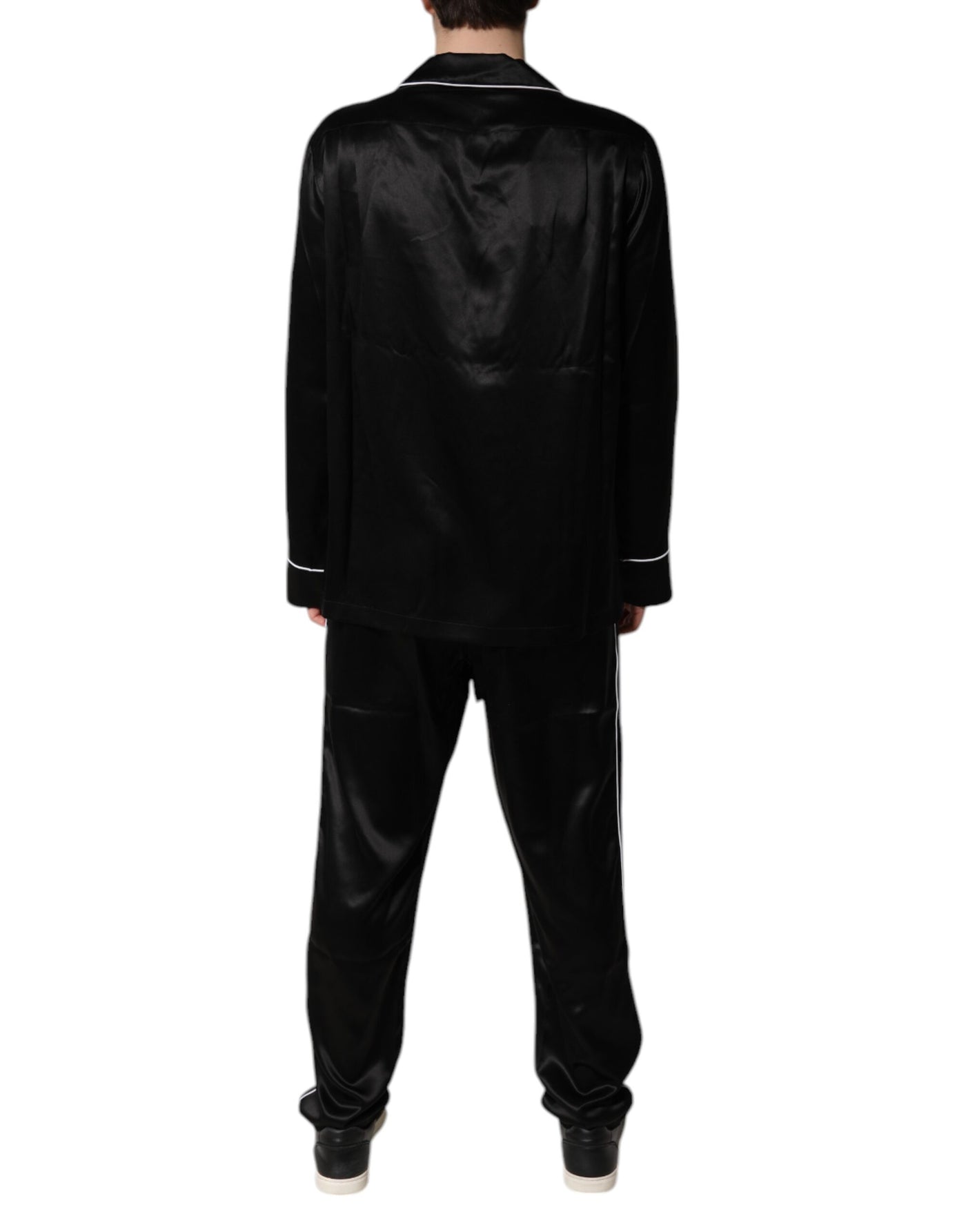 Ensemble pyjama chemise et pantalon en soie noire Dolce &amp; Gabbana