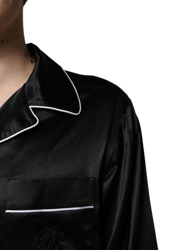 Ensemble pyjama chemise et pantalon en soie noire Dolce &amp; Gabbana