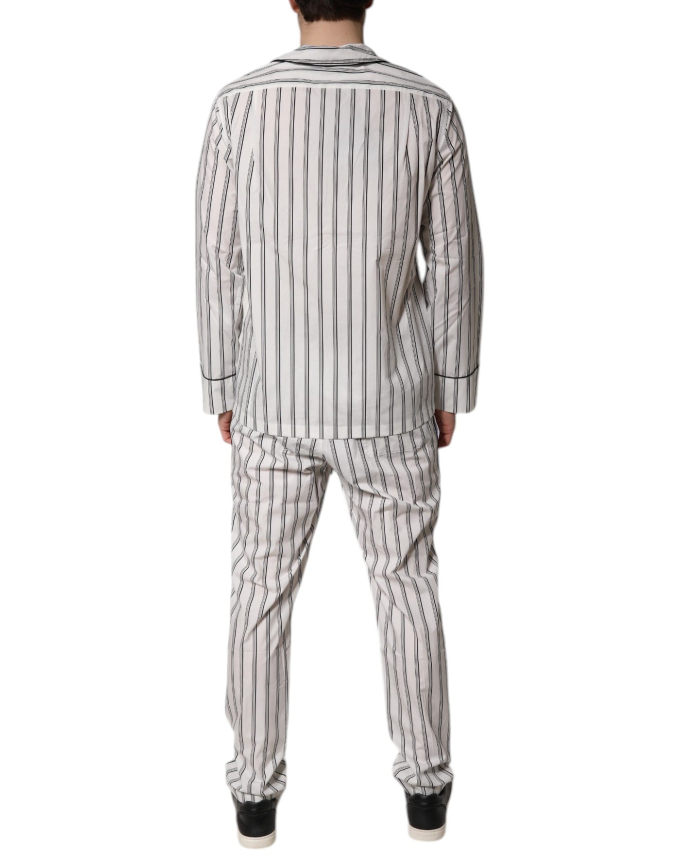 Dolce &amp; Gabbana Witte Zwarte Strepen Katoenen Heren Pyjamaset Nachtkleding