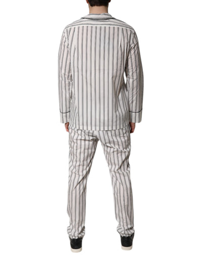 Dolce &amp; Gabbana Witte Zwarte Strepen Katoenen Heren Pyjamaset Nachtkleding