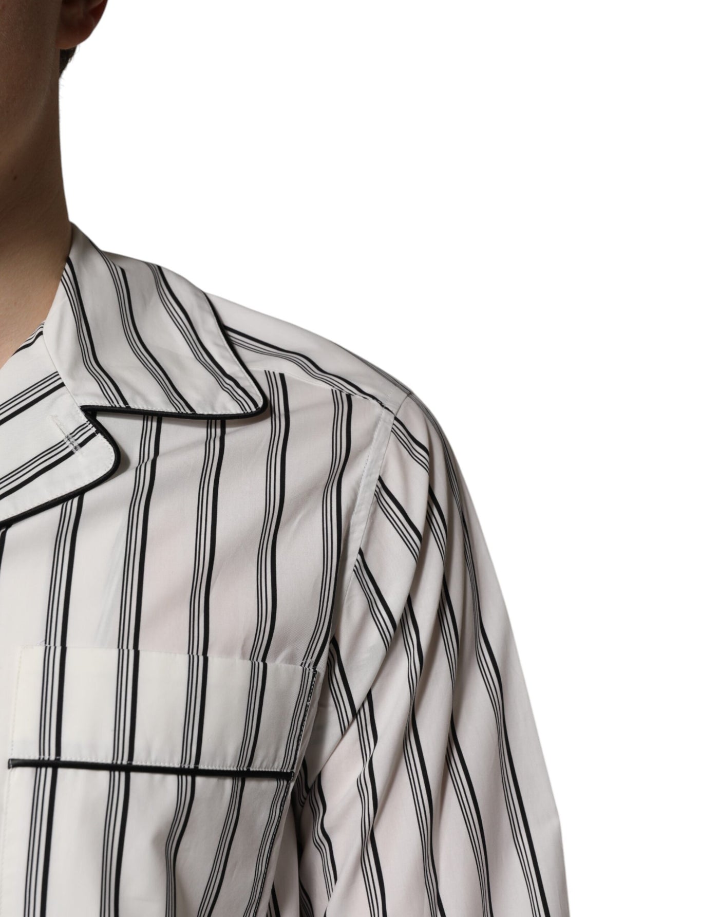 Dolce &amp; Gabbana Witte Zwarte Strepen Katoenen Heren Pyjamaset Nachtkleding