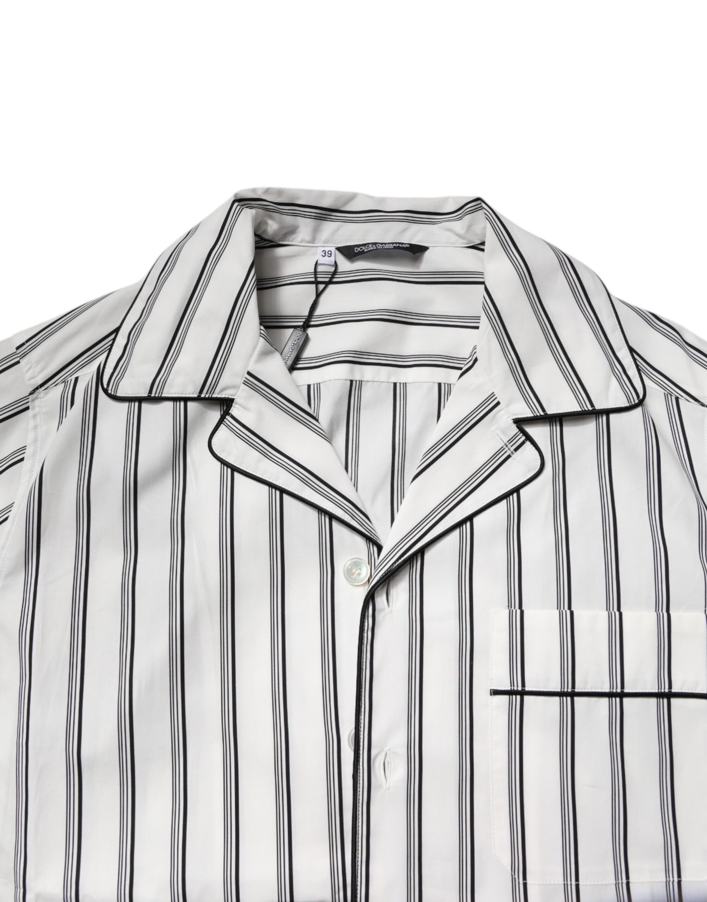 Dolce &amp; Gabbana Witte Zwarte Strepen Katoenen Heren Pyjamaset Nachtkleding