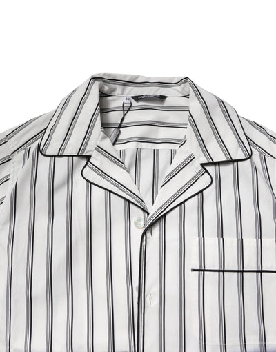 Dolce &amp; Gabbana Witte Zwarte Strepen Katoenen Heren Pyjamaset Nachtkleding