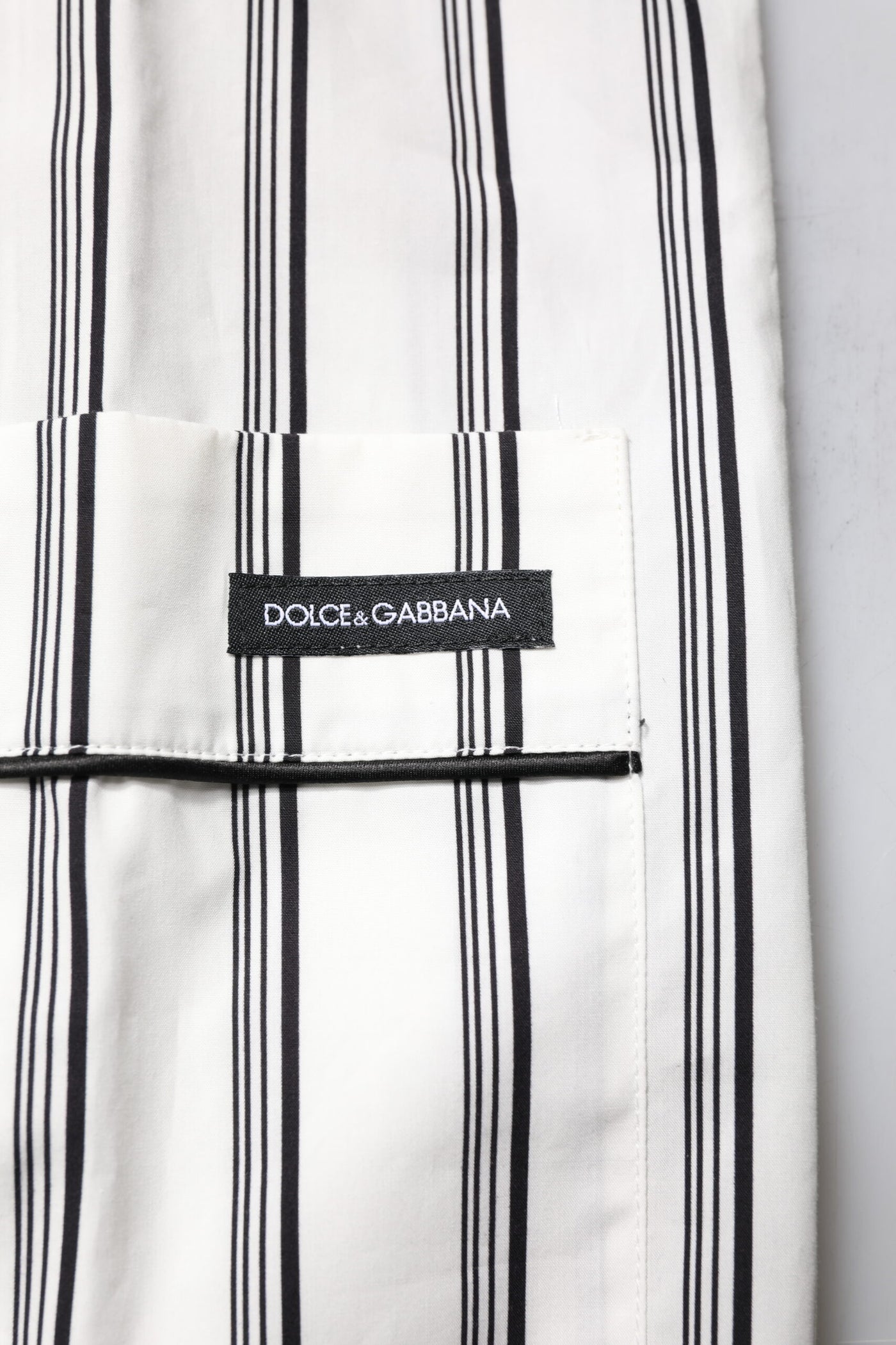 Dolce &amp; Gabbana Witte Zwarte Strepen Katoenen Heren Pyjamaset Nachtkleding